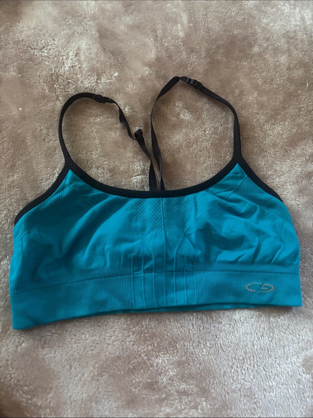 Champion Seamless Teal Sports Bra with Black Trim